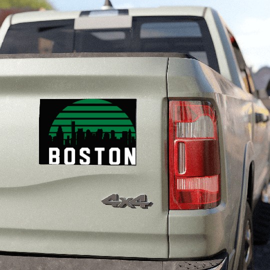 Boston Massachusetts Cityscape Green Car Magnets