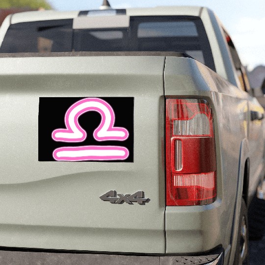 Libra Zodiac Sign Neon Pink Car Magnets