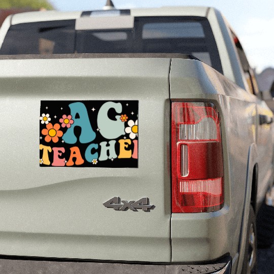 Retro Groovy Agriculture Teachers Squad Back Car Magnets