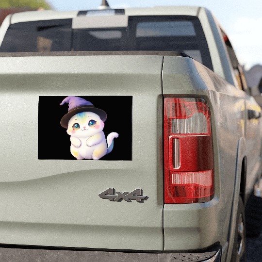 Cute Watercolor Witch Cat Car Magnets