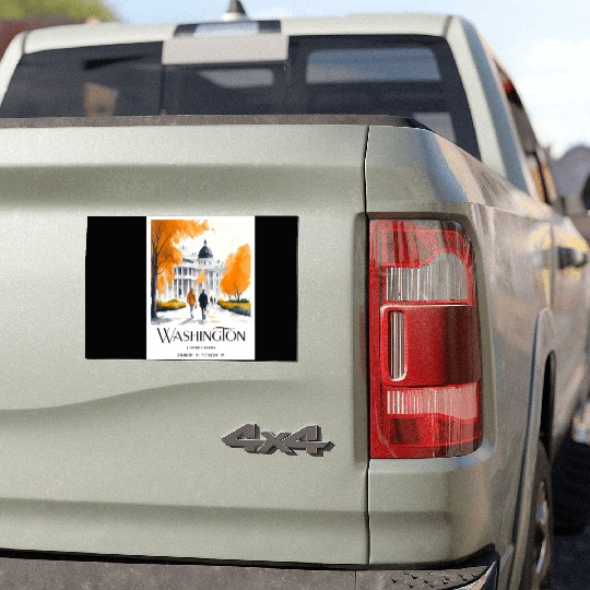 Watercolor painting loving couple in Washington DC Car Magnets