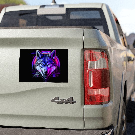 Retro Rhythm Wolf Car Magnets