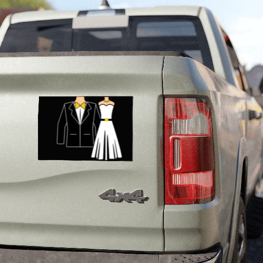 Wedding clothes bride groom Car Magnets