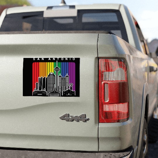 San Antonio Texas Rainbow Flag LGBTQAI Pride Car Magnets