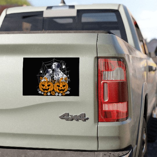 Pumpkin Dalmatian costume on Dalmatian Halloween Car Magnets