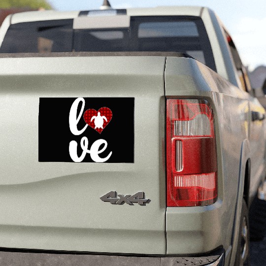 Sea Turtle Lover Buffalo Plaid Love Turtle Car Magnets