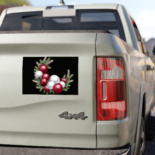 Cranberry and White Christmas Greenery Decor Car Magnets