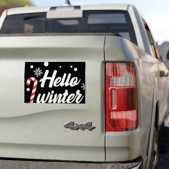 Hello Winter Christmas Candy Canes Car Magnets