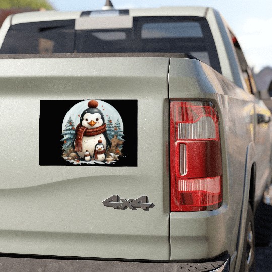 Adorable penguins in Christmas sweaters decorating Car Magnets
