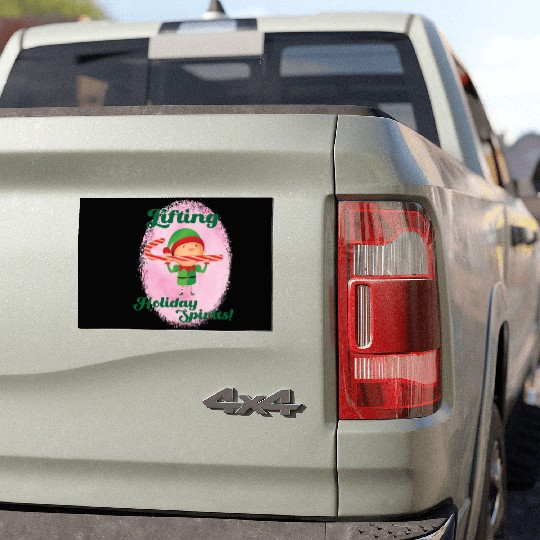 Elf Gym Lifting Car Magnets - Christmas