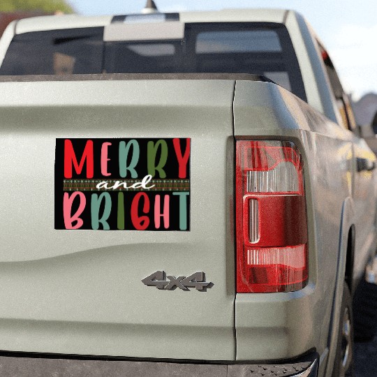 Womens Merry and Bright Christmas Tree Car Magnets