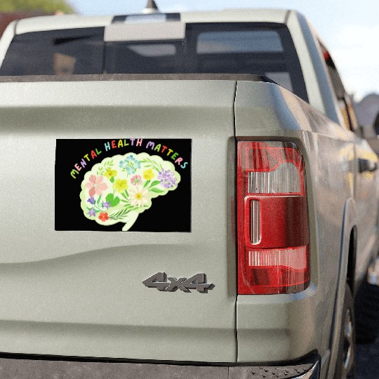 Mental Health Matters Floral Mind Nature Brain Car Magnets