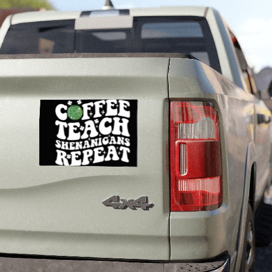 Coffee Teach Shenanigans Repeat Disco Ball Teacher Car Magnets