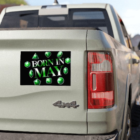 Born In May Green Emerald Birthstone Gemstone Car Magnets