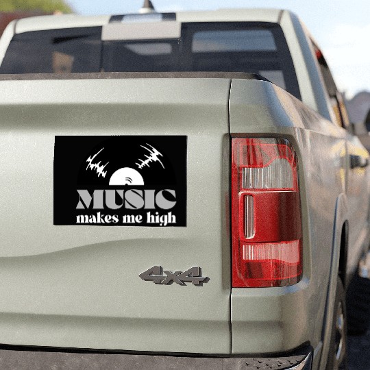 Music makes me high Vinyl Car Magnets