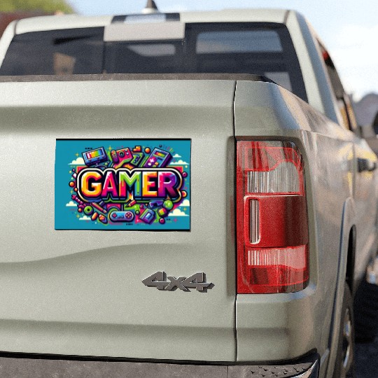 Neon Arcade Retro Gamer Car Magnets