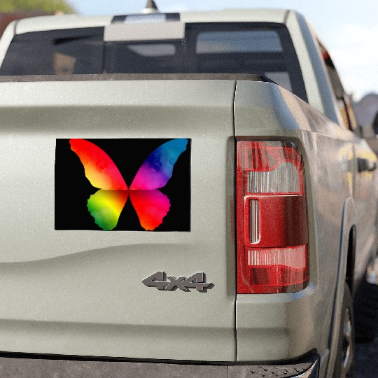 Butterfly shape in strong rainbow colors Car Magnets