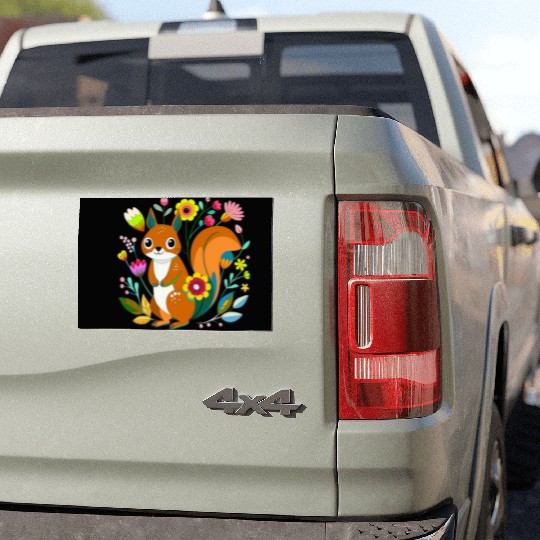 A sweet squirrel in the flowers Car Magnets