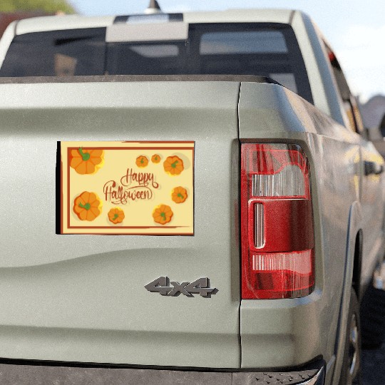 Greetings Happy Halloween typography and pumpkins Car Magnets