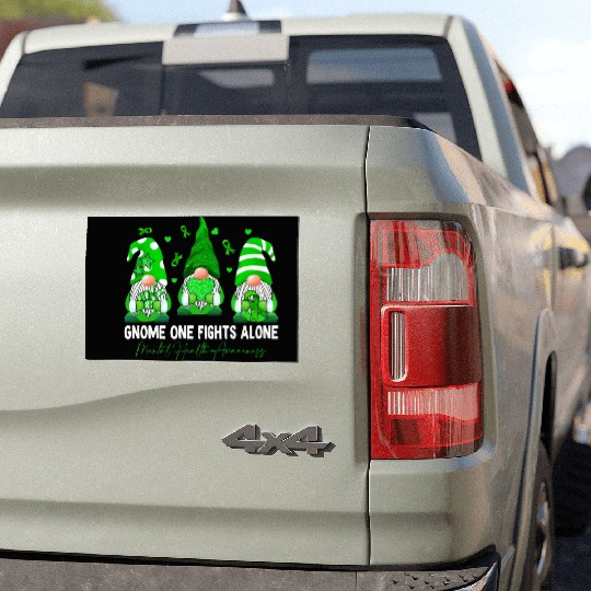 Gnome Fights Mental Health Matters Green Ribbon Car Magnets