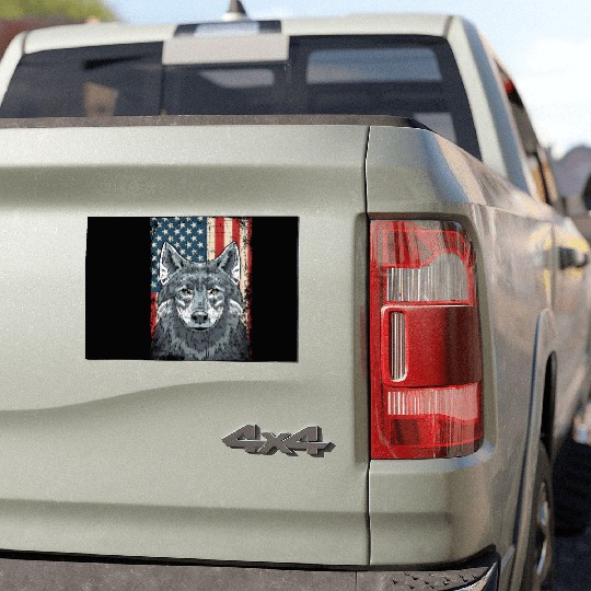 Wolf 4th of July American Flag Howling Wolves Car Magnets