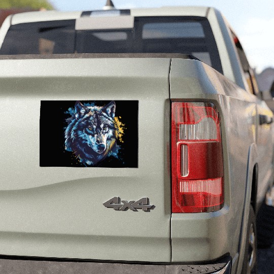 Alpha Wolf Paint Splash Car Magnets