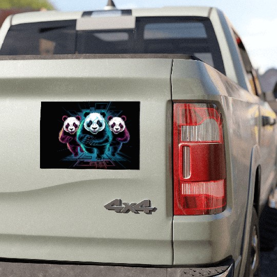 cheerfull panda running Car Magnets