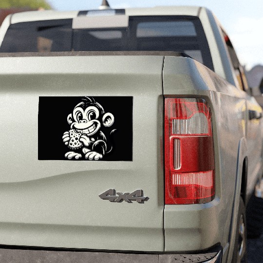 Chimpanzee with Cookie Monochrome Design Car Magnets