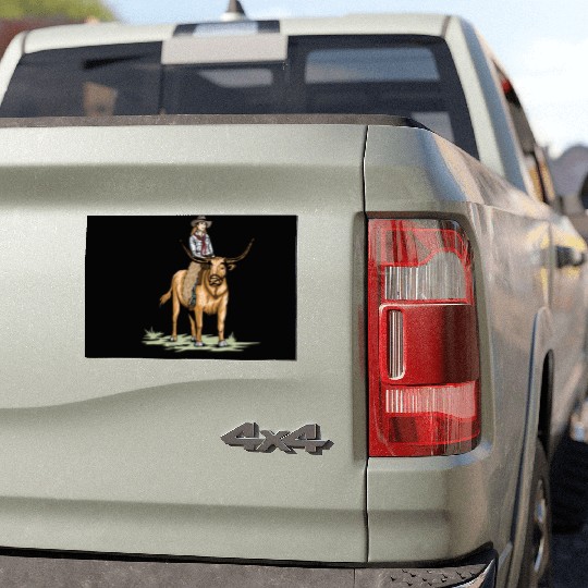 WILD WEST COW GIRL Car Magnets