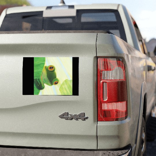Cute Green Frog Peeping out From Behind Lily Pad Car Magnets