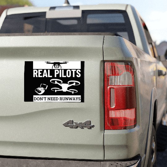 Quadcopter Real Pilots Don't Need Runways Funny Car Magnets