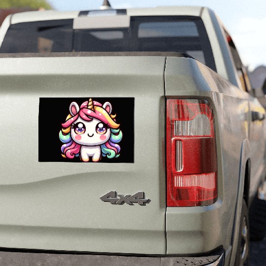 Cute chibi Unicorn with colorful hair Car Magnets