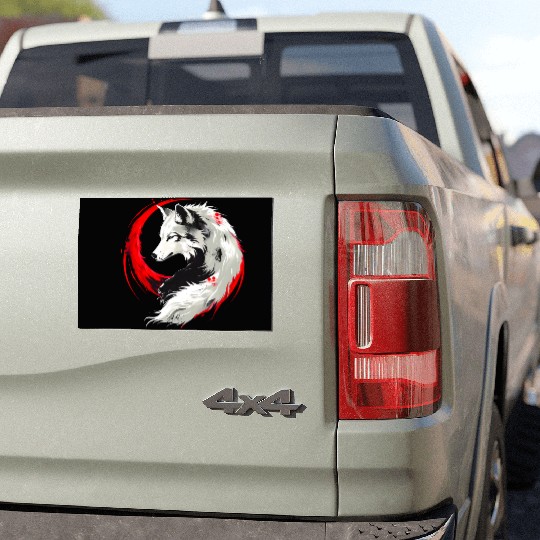 Lunar Red White Wolf Car Magnets