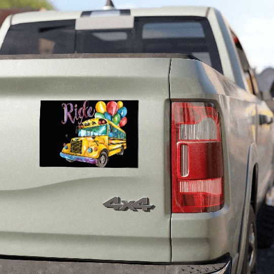 "Back-to-School Ride: Colorful School Bus" Car Magnets