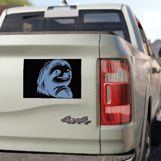 Thoughtful sloth face portrait silhouette Car Magnets