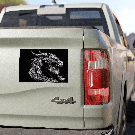 Mythical Dragon Head Illustration Car Magnets