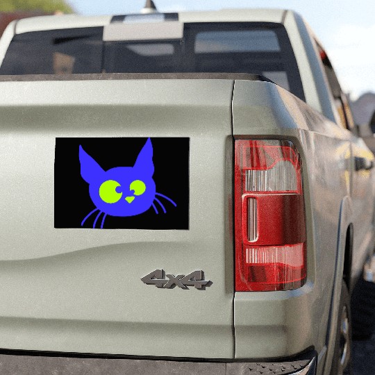 Crazy Cat Squinting Funny Eyes Grimace Fun Cartoon Car Magnets