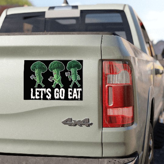 Let's Go Eat Broccoli Attack Car Magnets