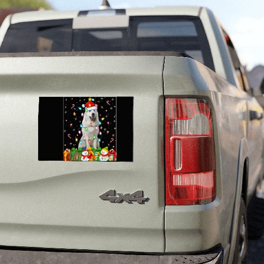 Great Pyrenees Dog Christmas Lights Car Magnets
