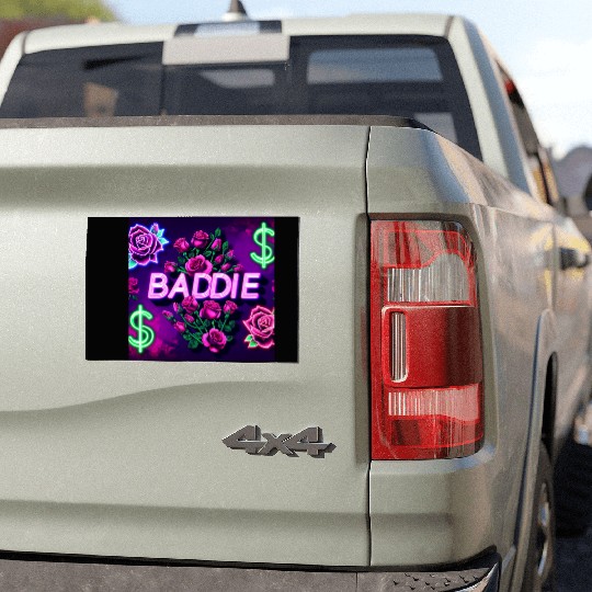BADDIE in Neon Pink Car Magnets