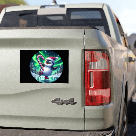 Penguin's Northern Lights Skate Car Magnets