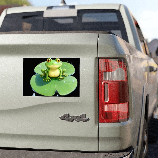 Cheerful Frog on Lily Pad Car Magnets
