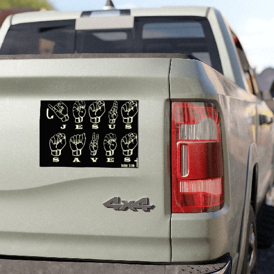 ASL Sign Language, Jesus Saves, John 3:16 Car Magnets