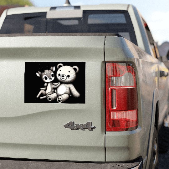 Chibi Deer & Bear - Forest Harmony by TSQ Car Magnets