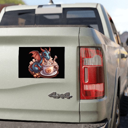 Cozy Dragon and Hot Chocolate Delight Car Magnets