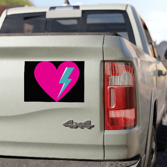 Heart with Lightning Bolt Car Magnets