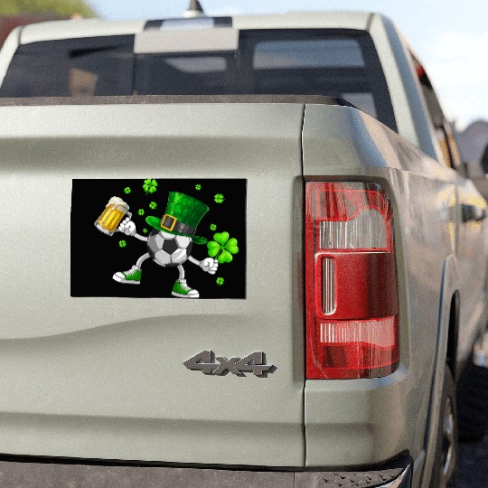 Soccer Drinking Beer St Patrick's Day Car Magnets