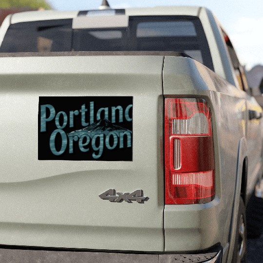Portland Oregon Scenic Typography with Mountain Car Magnets