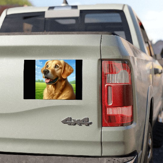 Realistic Golden Retriever Car Magnets