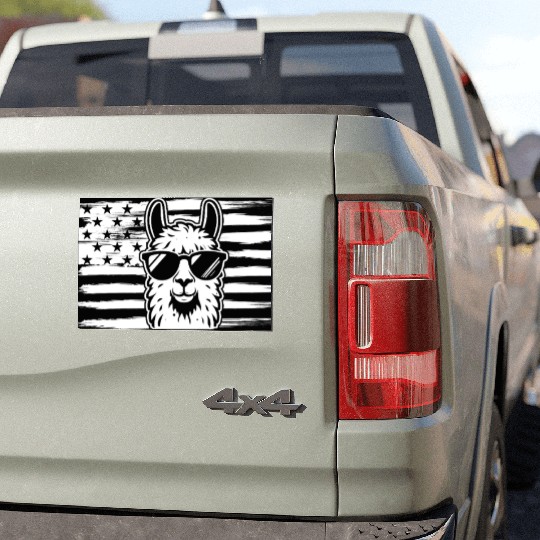 Alpaca Llama US Flag Llama Car Magnets